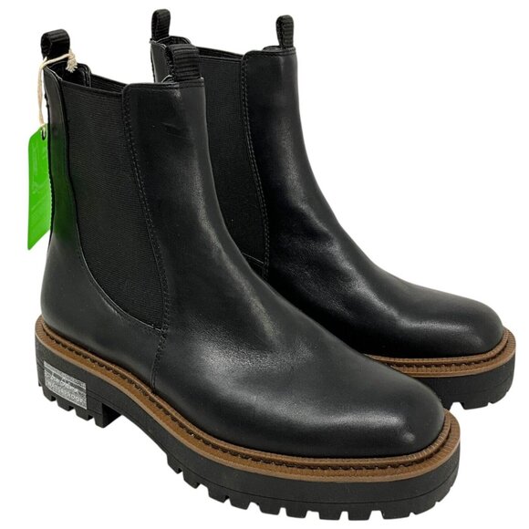 Sam Edelman Shoes - NWT Sam Edelman Laguna Chelsea Boots Black Size 8.5 Leather Brown Trim Combat